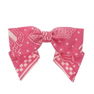 近全新愛馬仕 Grenelle PM 之字形RIBON真絲玫瑰杜鵑花髮夾 粉紅色 0409 [二手] 愛馬仕