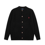 Ralph Lauren純色小馬刺繡Logo男神款麻花針織開衫外套