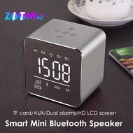 MINI WIRELESS BLUETOOTH SPEAKER LED MIRROR ALARM CLOCK FM RADIO STEREO BASS SPEAKER