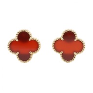 【สินค้ามือสอง】 Van Cleef & Arpels ต่างหู Vintage Alhambra Carnelian รุ่น VCARD40400 K18 (เยลโลว์โกลด