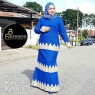 Baju Kurung clear stock Lace Royal Blue XL to 2XL Plussize Royal Blue Plus Size Kurung ala Saree Plu