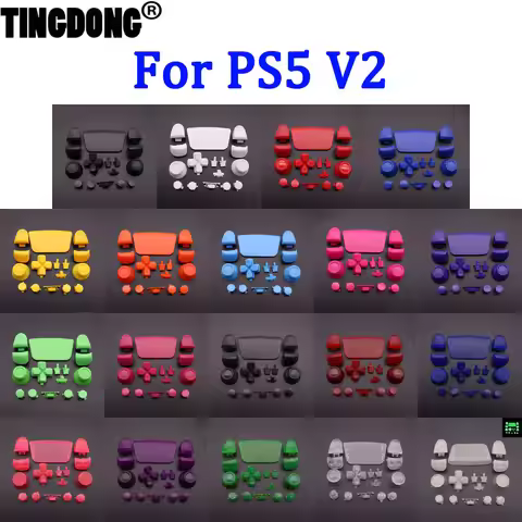 Chrome Buttons L1 R1 L2 R2 D-Pad Share Option Button Joystick Caps For PS5 V2 Controller 2.0 Gamepad