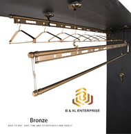 B & XL 3 Pcs Double Tracks Ceiling Mounted Lifting Drying Rack / Lifting Clothes Hanger /Ampian Baju