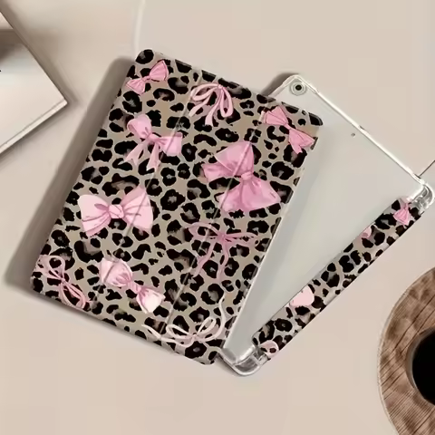 Leopard-Print Bow iPad Case / Compatible with iPad mini 4/5/6/7 iPad Air 1/2/3 iPad Pro series / Gal