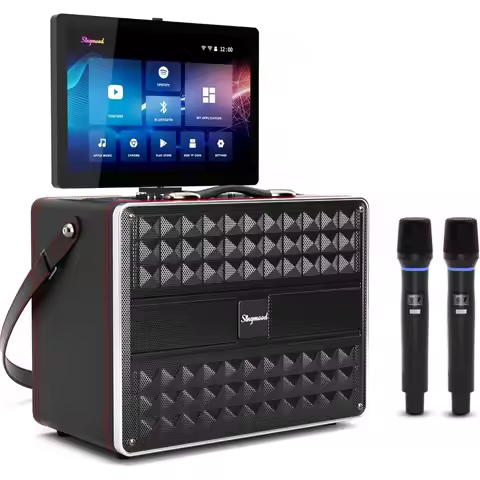 Karaoke Machine for Adults, with Lyrics Display, Smart Portable Big Bluetooth Speaker 2 Wireless Mic
