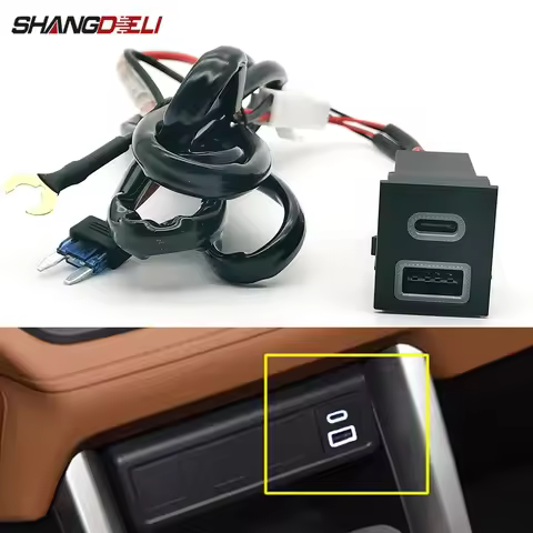 Car Dual Charging Socket Adapter Phone Charger Type-C PD USB QC3.0 Cigarette Lighter Connector Compa