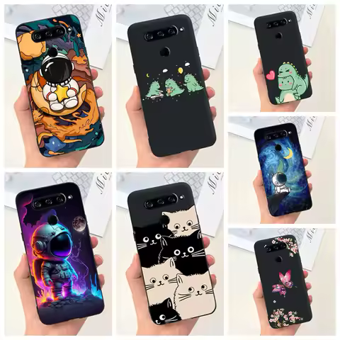 Case For LG V40 ThinQ Cartoon Astronaut Dinosaur Soft Silicon Black Cover For LG V50 V50S ThinQ 5G L