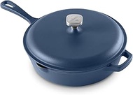 Dash Zakarian By 4.5QT Nonstick Cast Iron Deep Skillet with Cast Iron Lid for Family-Sized Meals, Frying, Roasting, Baking, One-Pot Meals and More - Blue