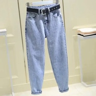 Woman Jeans Pants Light-Colored Jeans Women's Spring And Autumn Loose High Waist Cropped Tappered Pa