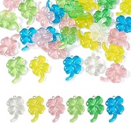 30pcs St. Patrick's Day Four Leaf Clover Charms Bulk Resin 4 Leaf Clover Shaped Pendants Lucky Hangi