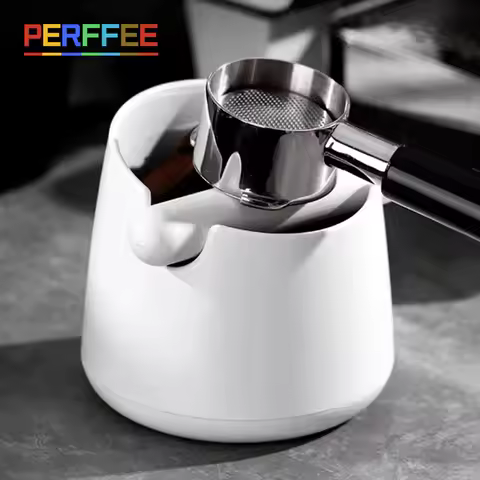 White Coffee Knock Box with Rubber Knock Bar 800ML Black Espresso Grounds Container Anti Slip Coffee