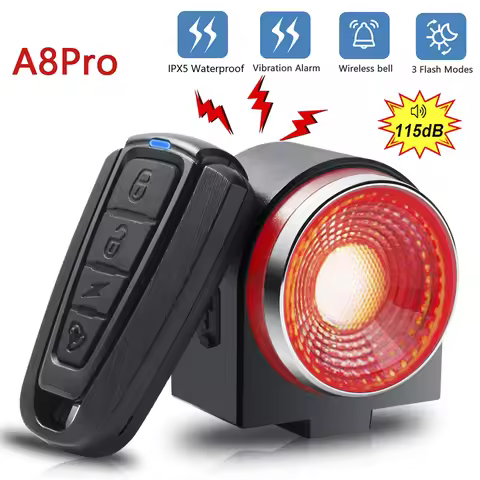 Bicycle Rear Lamp Braking Light Burglary Alarm Remote Call Wireless Control USB Charge LED Lantern B