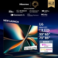Hisense U6Q 55/65/75/85 inch ULED Mini LED AI TV | 144Hz | Hi-View AI Engine | 2.1CH Sound System