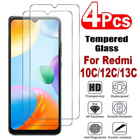 9H Screen Protector For Xiaomi Redmi 13C/12C/10C 2/4Pcs HD Tempered Glass