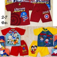 SETELAN UPIN IPIN OMAR HANA 2-7 THN - BAJU ANAK CAPTAIN AMERICA