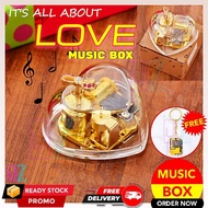 BEST BUY ❤️ MUSIC BOX LOVE SHAPE Keychain Music Box Mini Acrylic Love Shape Transparent Wind-up Cloc
