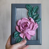 Rose 3d painting, textured decor, miniature floral painting, original wall art