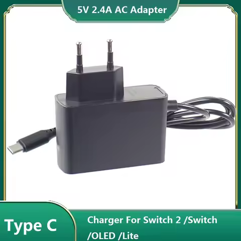 12W 5V 2.4A Type-C Replacement Charger AC100V-240V Adapter For Switch OLED Lite NS NX Game Console U