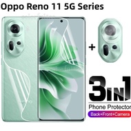 ฟิล์มไฮโดรเจลปกป้องคลุมทั้งหมด3in1ด้านหน้าสำหรับ Oppo Reno 11F 11 10 Pro Plus 10Pro + 11Pro Reno10 Reno11Pro กล้องหลัง5G นิ่มสำหรับเลนส์ฟิล์มป้องกันปกป้องหน้าจอ