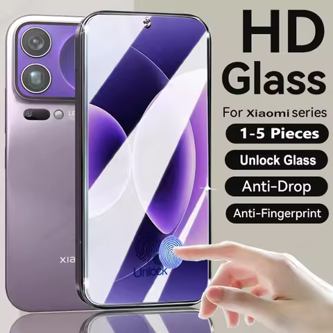 5-1PCS Fingerprint Unlock Screen Protector For Xiaomi 17Pro Max 15T Pro Xiaomi HD Tempered Glass For