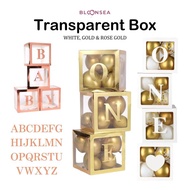 Transparent Balloon Box Custom Name Blocks A-Z 0-9 Birthday White Stickers Letter Cube Boxes Kotak H