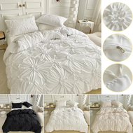 Comforter Sets Three-dimensional Pinch Pleated Crafts Double Duvet Cover Set 2/3Pcs Solid Bedding Se