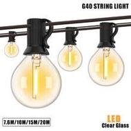 25ft 33ft 50ft 65ft G40 LED String Lights E12 Socket Vintage G40 1W Globe Glass Light Bulb Warm Whit