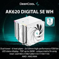 DEEPCOOL AK620 DIGITAL SE BLACK WHITE CPU Cooler With Status Display