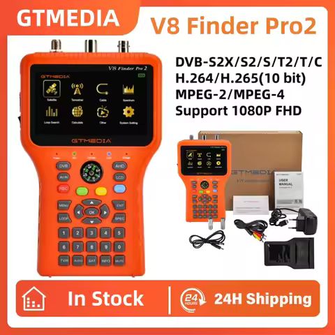 GTMEDIA V8 Finder Pro2 Satellite Signal Finder DVB-S2X/S2/S/T2/T/C MPEG2/4 DVB-S2X/S2/S/T2/T/C AHD H