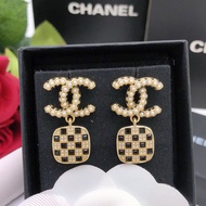New Arrival Autumn Winter New Style Checkered Black Earrings CLIQ ccf