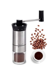 1入手搖式咖啡豆磨粉機,不銹鋼多功能可調整手柄磨豆機,適用於滴漏咖啡、濃縮咖啡、法壓咖啡、土耳其沖泡咖啡