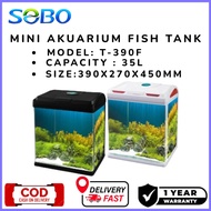SOBO T-390F 35L Large Fish Tank Glass Aquarium Black / White with Filter, Pump and LED Light