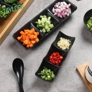 TAYLOR1 Seasoning Plate, Japanese Style Black Melamine Sauce Dishes, Fruit Plate Soy Sauce Dish Multi-grid Vinegar Dishes Sushi Soy Dipping Sauce Bowl Cooking