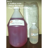 FIBERGLASS RAW MATERIAL KIT (R1-R12) 1GALLON SETS (1G RESIN, 500ML MEKP, 1KG CSM/WRC TO CHOOSE)