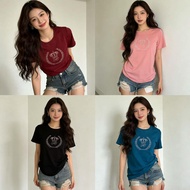 （RAINBOW-RB21325）SMLXL women's T-shirt short-sleeved round neck summer new slim elastic cotton T-shi