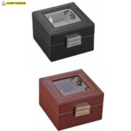 COUMTTERDGUB Watch Storage Box, Wood Leather Watch Box, Portable 1 Watch Slot Watch Collection Box H