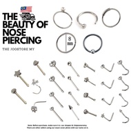 TheJoostoreMY 18G/20G/22G Tindik Hidung Tahan Karat Surgical Stainless Steel Nose Piercing Stud Ring