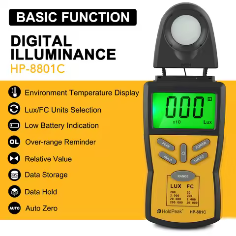 Lux Meter for Plant Growth Light intensity measurement table HP-881C Handheld Lux Meter Tester Tool 