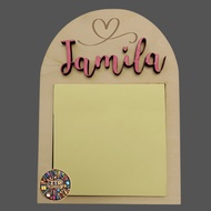 Personalized Wooden Sticky Note & Pen Holder | Customized Sticky Note Holder