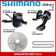 Shimano SORA R3000 Groupset 9 Speed Road Bike Right Shifter Lever Rear Derailleur HG400 Cassette 11-