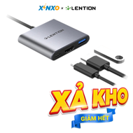 Bộ chuyển đổi Type C 3 trong 1 LENTION-BO0141 Màu Xám (Type C ra Type C + USB + HDMI)