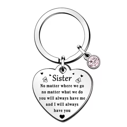 Sister Keychain No Matter Where Stainless Steel Key ring Charms Women Jewelry Accessories Pendant Gi