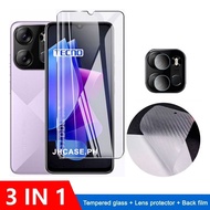 3 in 1 Tecno Spark Go 2023 Tempered Glass ForTecno Spark 10 5G Pro 10C Pop 7 7P 6 Screen Protector Lens protector And Carbon Fiber Back Film