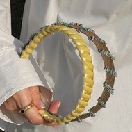 SoftServe柔軟供應 奶黃蛋捲海鹽巧克力螺旋意面 手工繞線髮箍