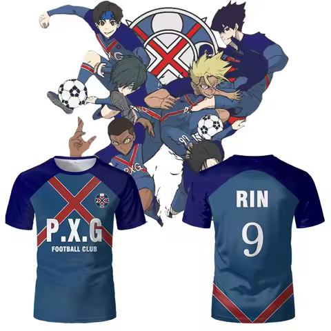 P.X.G Blue Lock Japanese Anime Jersey Football Uniform No.9 Rin Shidou Cosplay T Shirts Men's And Wo
