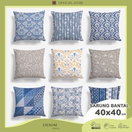 Sofa Cushion COVER Print Abstract Motif Washed Denim 40x40 cm - Pusat Kado