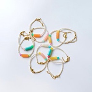 Bracelet Disco Tangle • Tiny Pearls Colorful Agate Stones Summer Wear