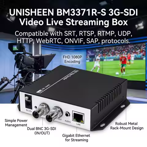 UNISHEEN BM3371R-S 1080p H.265 HEVC H.264 Live Streaming IPTV Transmitter Onvif RTSP RTMP SRT UDP We