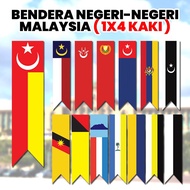 SATU SET 14 pcs BANNER BENDERA Negeri-Negeri Malaysia 1x4 Kaki