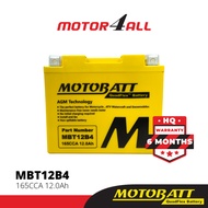 MOTOBATT Quadflex MBT12B4 Motorcycle Battery Premium Yuasa Replacement with AGM Technology Motor4all